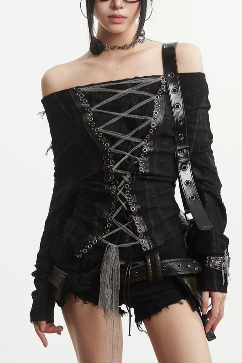 Lace Up Off Shoulder Top