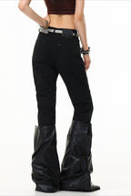 Contrast Panel Bootcut Pants