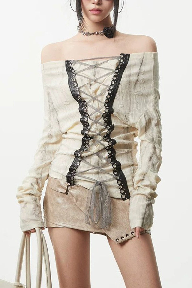 Lace Up Off Shoulder Top