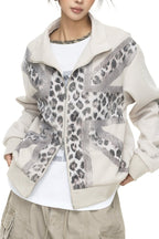 Leopard Panel Zip Jacket