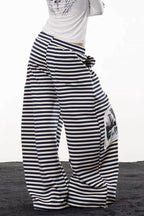 Striped Patch Wide Leg Pants