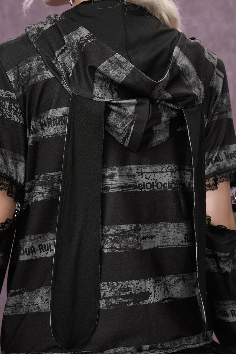 GothicPunkPrinted Bunny Ear Hoodie