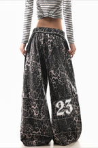 Leopard Graphic Wide Leg Pants