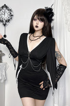 Chain Trim Cold Shoulder Mini Dress