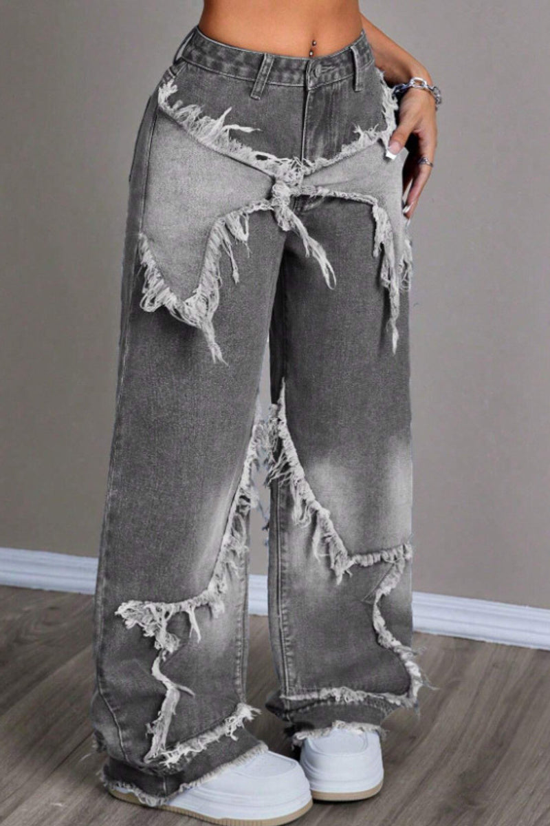 Distressed Star Patch Jeans