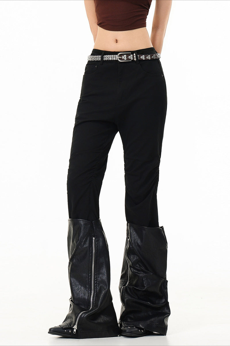 Contrast Panel Bootcut Pants