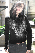 GothicPunkPrinted Fitted Hoodie
