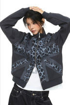 Leopard Panel Zip Jacket