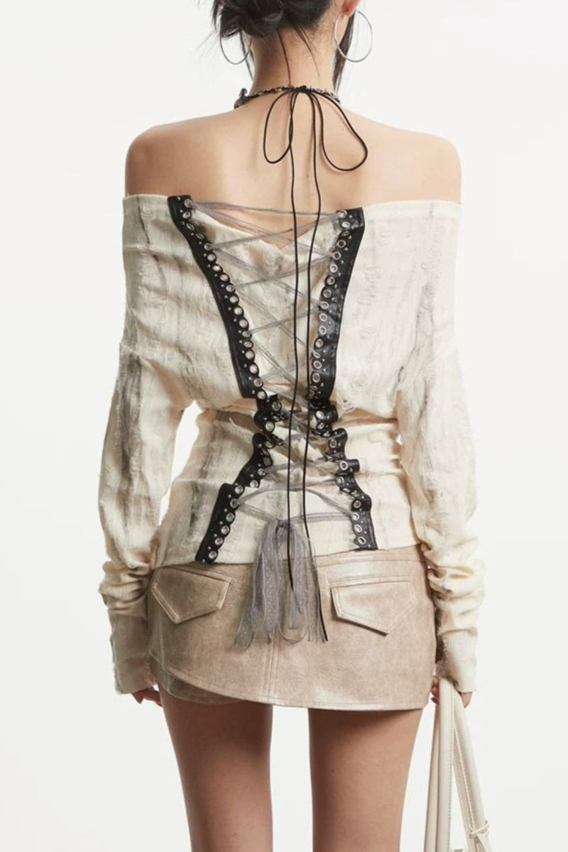 Lace Up Off Shoulder Top